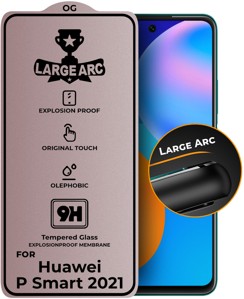 Захисне скло Large Arc Huawei P Smart 2021 (Full Glue) (Хуавей П Смарт 2021)