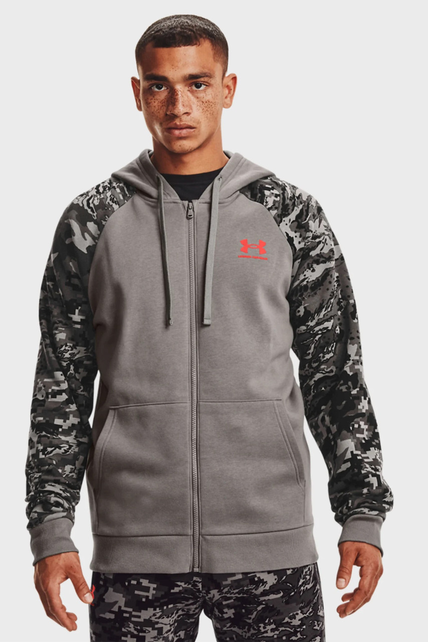 Джемпер чоловічий Under Armour RIVAL FLC CAMO SCRIPT FZ арт. 1366310-066 колір: сірий
