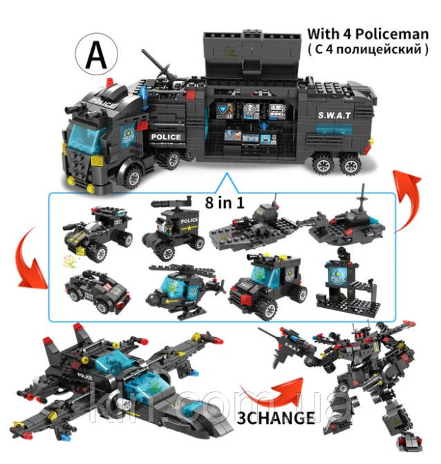 Конструктор дитячий Машина спецназ 750 деталей (KR-005) Без коробки, фото 1