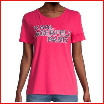 Жіноча футболка Karl Lagerfeld Paris Logo-Print T-Shirt Розмір XS ОРИГІНАЛ