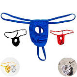 Чоловічі стрінги з діркою для пеніса - Червоний - S/M/L, фото 3