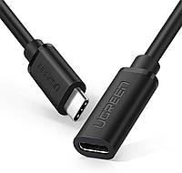 Кабель подовжувач USB Type C 3.2 Gen 2 UGREEN для швидкого заряджання телефона 0.5M Black (ED008)