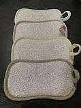 Губка кухонна овальна для посуду, з металевою ниткою та петелькою (упаковка 
4 штуки), фото 3