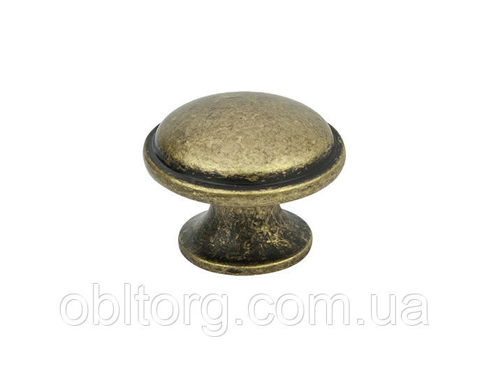 Ручка меблева кнопка Virno Antique 635 патинована бронза, фото 1