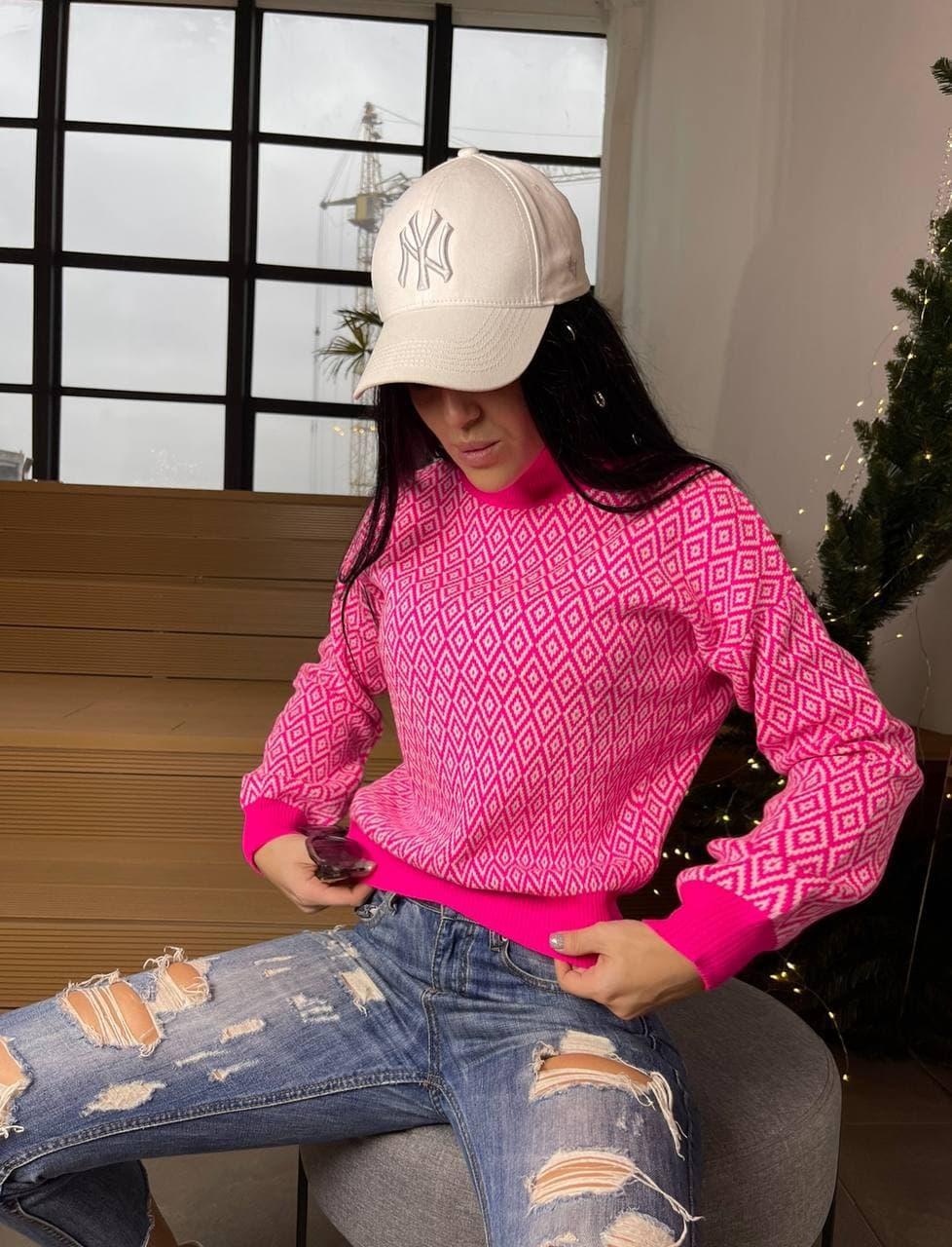 Жіночий принтований светр оверсайз із високим коміром (р. 42-46) 80041357, фото 1