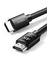 Высокоскоростной HDMI шнур кабель UGREEN 4K 2.0 в нейлоновой оплетке черный 1 м HD119 HDMI - кабели