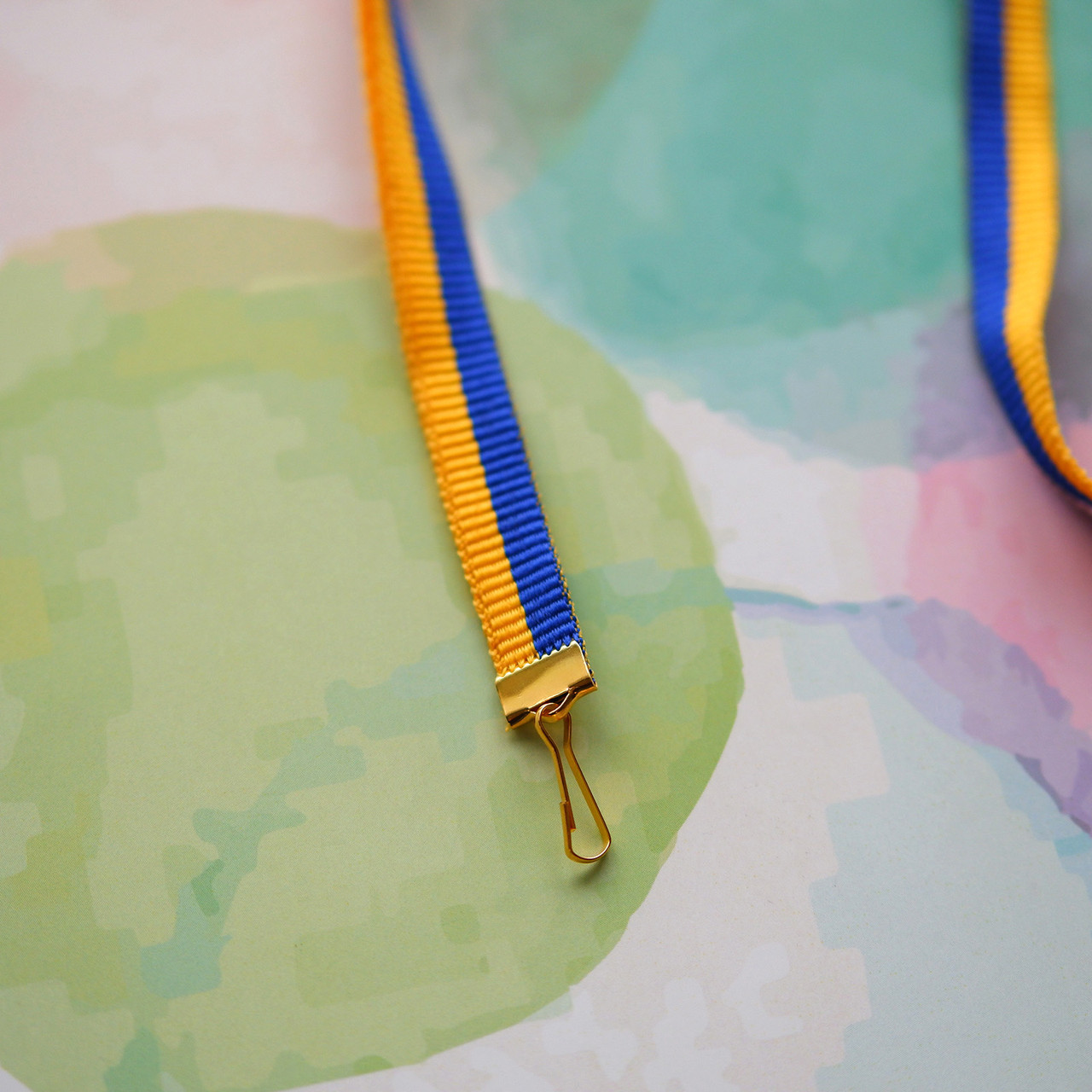 Репсовая лента для медалей и наград, жёлто-синяя, 10мм, 65см - фото 5 - id-p154253587