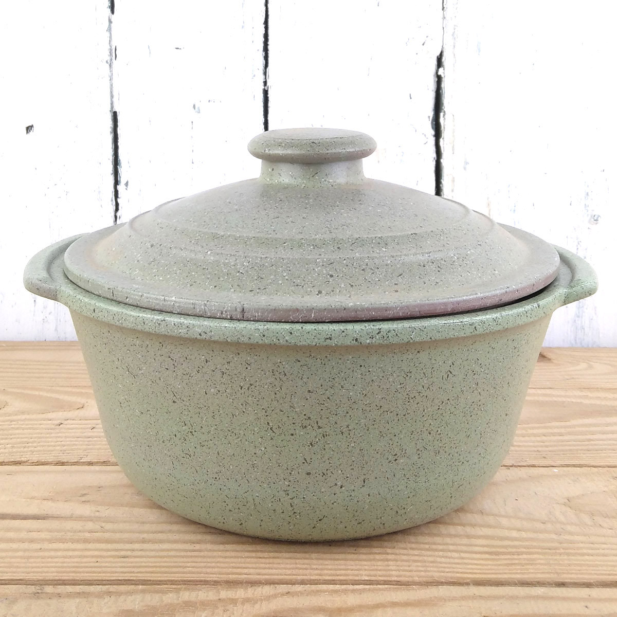 Жаровня для духовки «Конус» краплє салатна 2 л керамічна з кришкою та ручками, фото 1