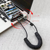 Кабель синхронизации Fish-eye Spring Data Cable USB For Type-C 2A 1м Baseus CATSR-01 Black