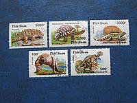 5 марок Вьетнам 1990 фауна ископаемые вымершие рептилии динозавры гаш КЦ 5.4 $