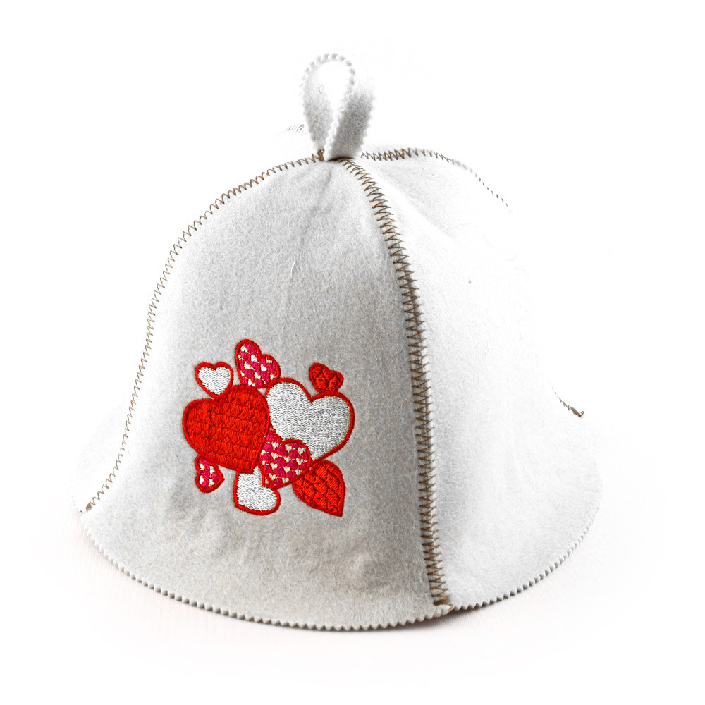 Банна шапка Luxyart "Парад сердець", штучне хутро, білий (LA-476)