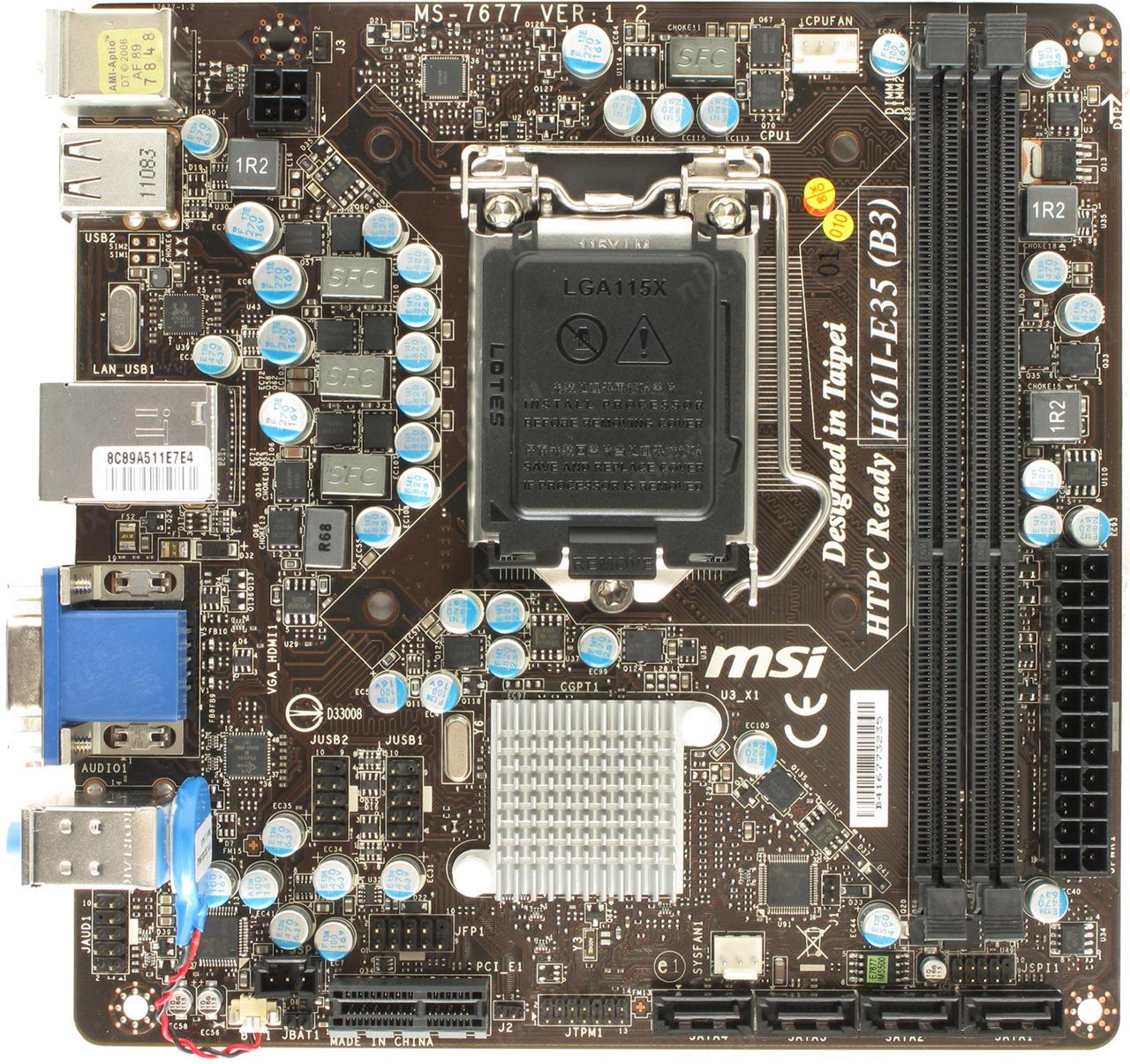 Материнская плата MSI H61I-E35 (B3), s1155, VGA, HDMI, Mini-ITX, (б/у ...