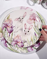 Тарелки 12 шт "Пасхальный кролик в ирисах" (6 шт 20,5 см + 6 шт 26 см)