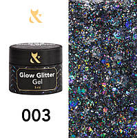 Глиттерный гель-лак F.O.X glow glitter gel 003, 5 мл.