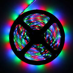 Світлодіодна стрічка з пультом LED 3528 RGB 5 метрів в розетку, кольорова стрічка
