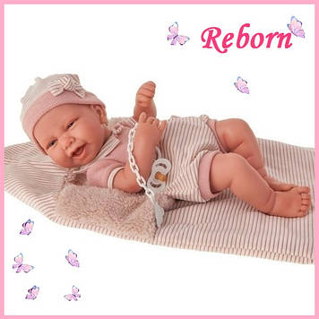 Реалістична дитяча лялька новонароджений реборн силіконовий дівчинка немовля Террі 42 см Бежевий