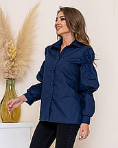 Жіноча літнє сорочка з цікавим рукавом, однотонна розміри норма, фото 3