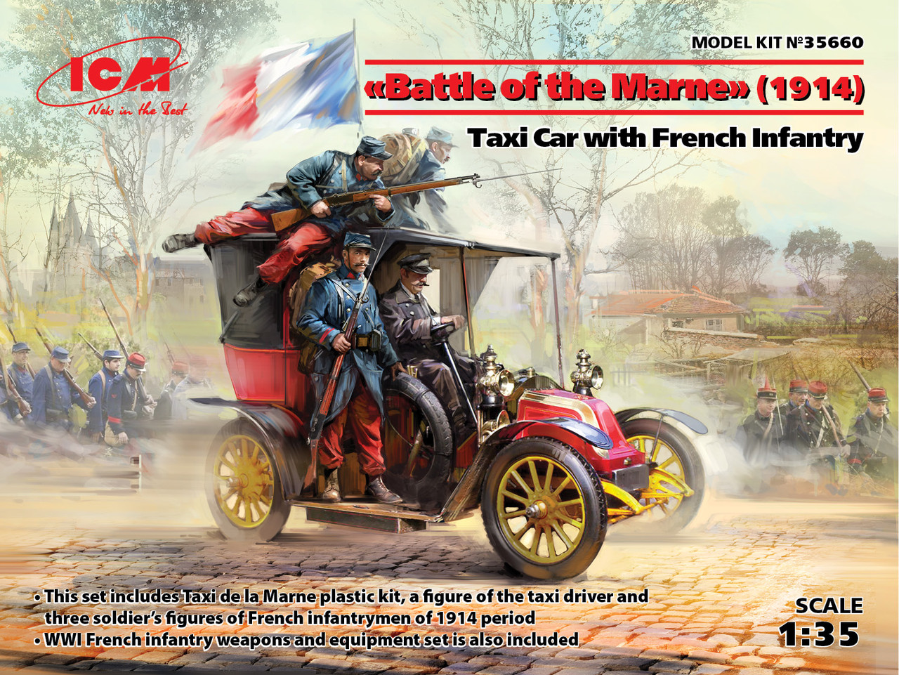 Пластикова модель 1/35 ICM 35660 «Битва на Марні» (1914), таксі з французькою піхотою