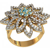 Цветок Кольцо помолвочное серебряное с бриллиантами
