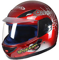 Мотоциклетный шлем MINI красный матовый SPIDERMAN, размер 47-48 cm, AJ0417