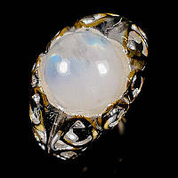 Шикарное серебряное кольцо с натуральным лунным камнем , размер 19