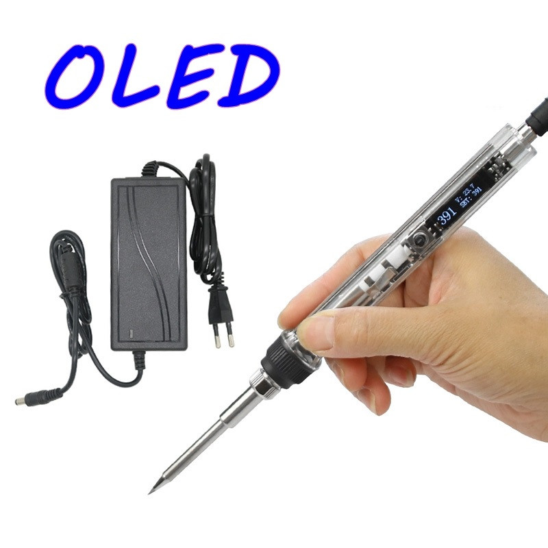 Електричний паяльник з OLED-екраном, T12 DC12-24В, потужність 72 ватів, регулювання температури, жало BC2