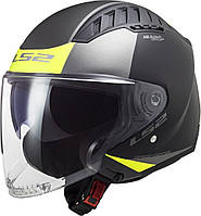 Мотоциклетный шлем LS2 OF600 COPTER URBANE матовый черно-желтый, размер M, AK3060021114