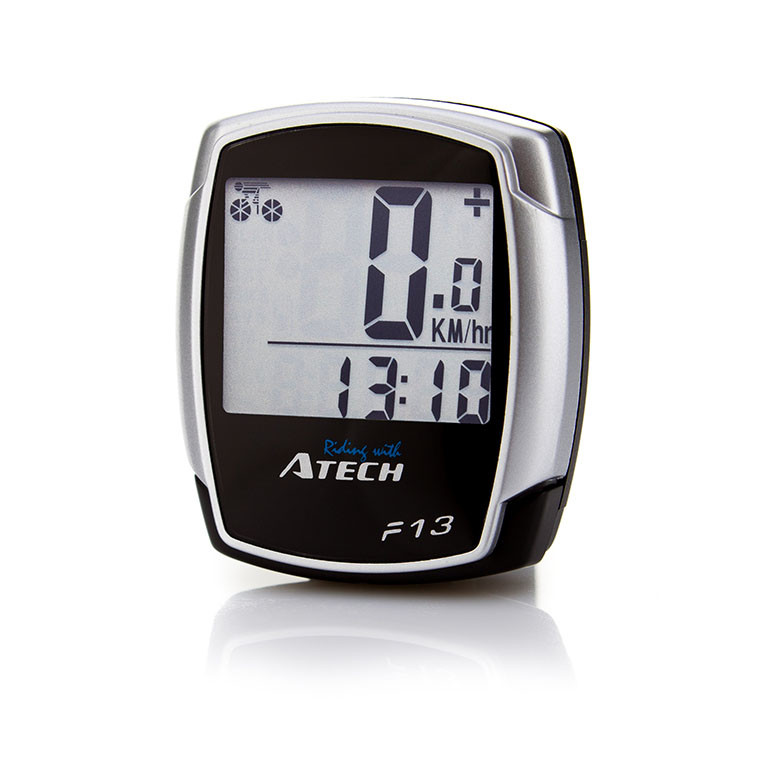 Велокомп'ютер Atech 13 функцій, дротовий, чорний/сірий (TU13)
