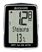 Велокомп'ютер Sigma BC 14.16 STS, бездротовий, чорний (LIS141)