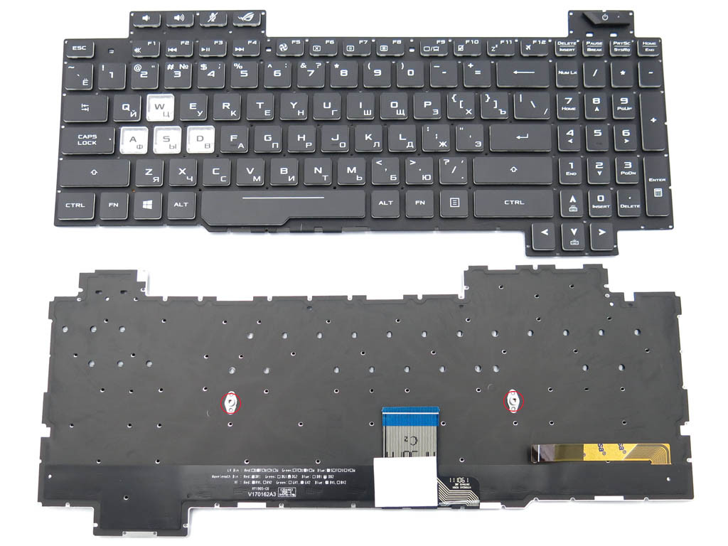 Клавиатура для ноутбука ASUS GL504, GL504GM, GL504GS, GL504GV, GL504GW, V170162FS1 (RU Black с RGB