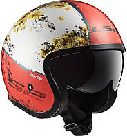 Мотоциклетный шлем LS2 OF599 SPITFIRE RUST красно-белый, размер S, AK07413