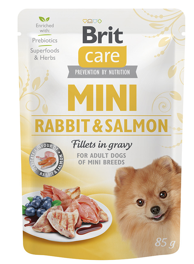 Вологий корм Brit Care Dog Mini Fillets In Gravy з кроликом та лососем для собак - 85 г