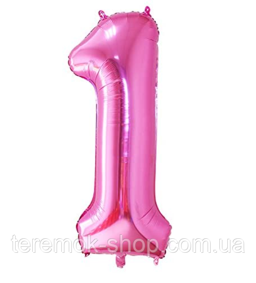 Фольгована цифра 1 темно рожева 100 см Китай, фото 1