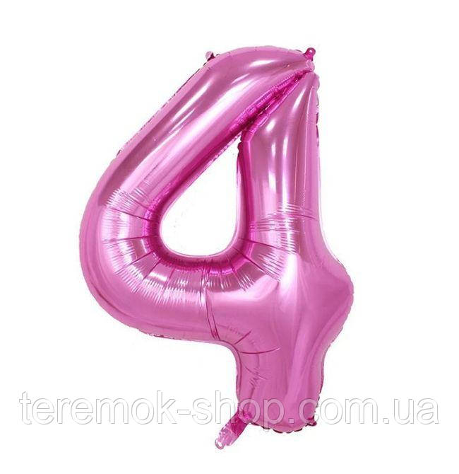 Фольгована цифра 4 темно рожева 100 см Китай, фото 1