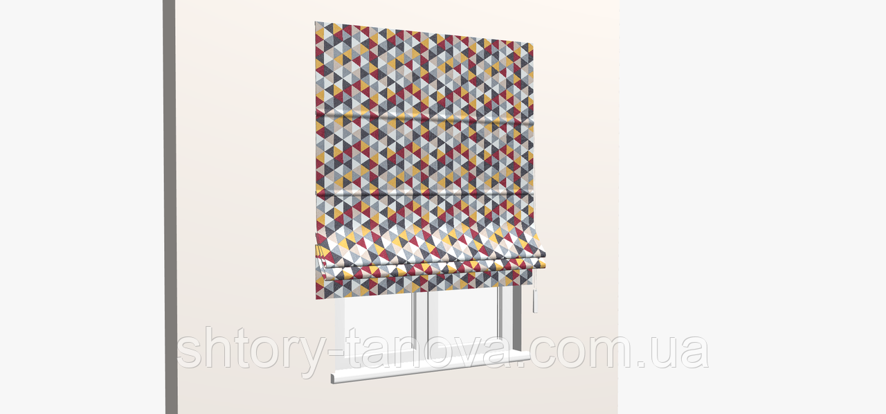 Ткань для римской шторы в стиле прованс серо-бежевая мозаика - фото 4 - id-p1048484921
