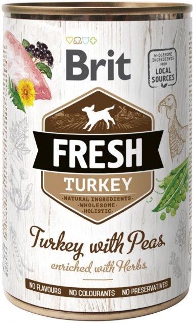 Вологий корм Brit Fresh Dog з індичкою та горошком для собак - 400 г