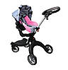 Іграшкова коляска тростина для ляльок дитяча Трансформер 2 в 1 колеса, що обертаються + регульована ручка + дитяче ліжечко, фото 2