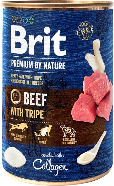 Вологий корм Brit Premium by Nature з яловичиною та рубцем для собак - 800 г