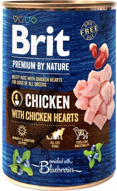 Вологий корм Brit Premium by Nature з куркою та курячими серцями для собак - 400 г