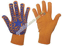 Перчатки ХБ рабочие плотные с ПВХ покрытием "Мир" 1 сорт, оранжевые, 12 пар
