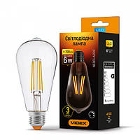 LED лампа VIDEX Filament ST64FD 6W E27 4100K  дімерна