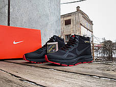 Чоловічі зимові термо кросівки Nike Air Relentless 26 Mid Gore-tex чорні з червоним водонепроникні, фото 2