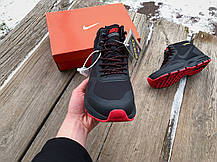 Чоловічі зимові термо кросівки Nike Air Relentless 26 Mid Gore-tex чорні з червоним водонепроникні, фото 4