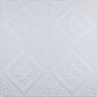 Самоклеюча декоративна настінно-стельова 3D панель квітка в ромбі 700х700х5мм (174)