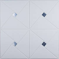Самоклеюча настінно-стельова 3D панель ромбики Срібло 700х700х6.5мм