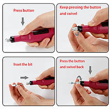 Портативний фрезер (міні ручка) для домашнього манікюра, 13000 об./хв., 9 Вт., фото 2