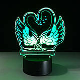 Подарунок чоловікові до дня закоханих 3D Світильник Лебеді, День Святого Валентина подарунки, фото 2