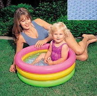 Дитячий надувний басейн Intex Веселка з трьома кольоровими кільцями для будинку
