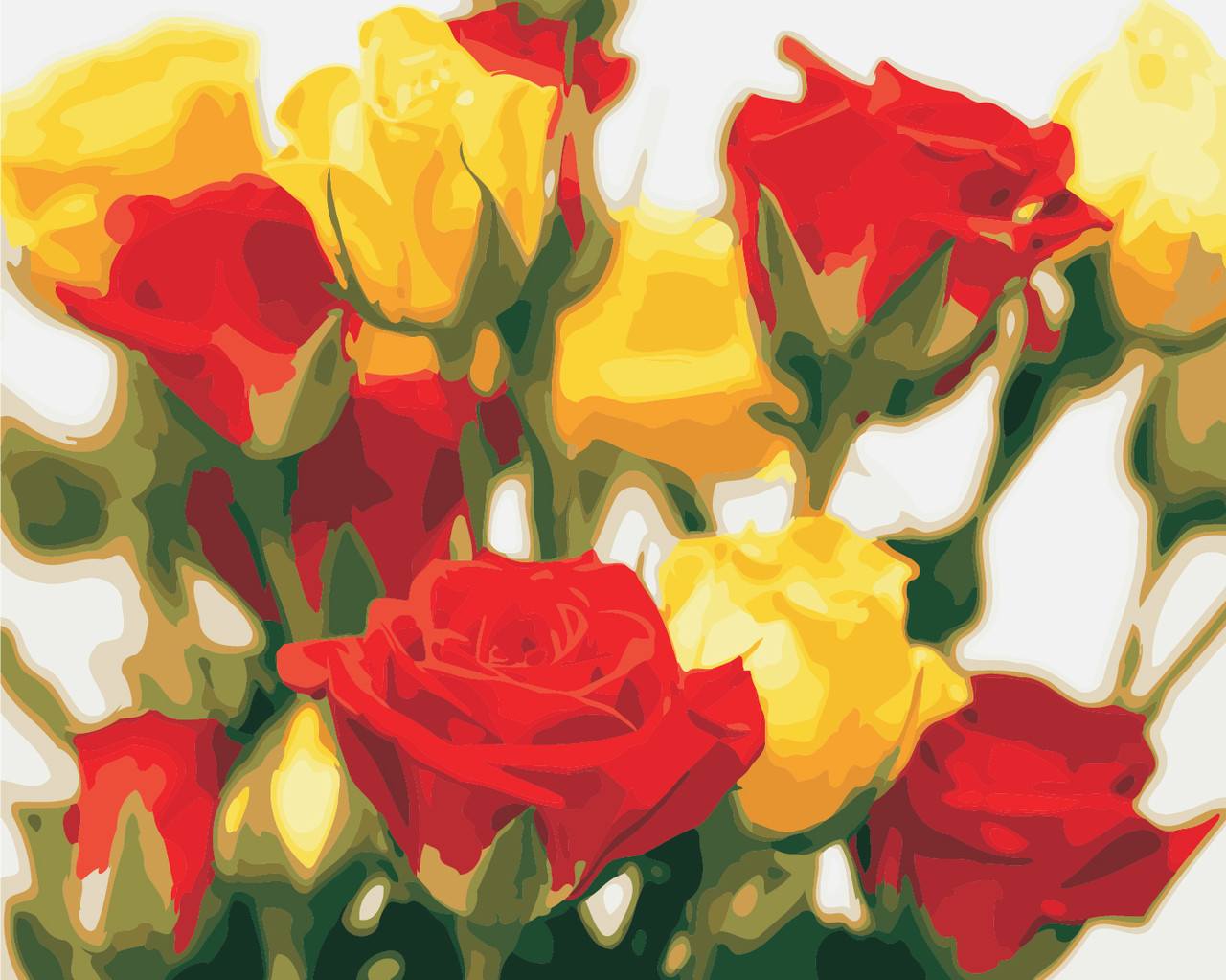 Картина по номерам "Жёлто-красные розы" 40*50см