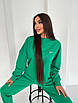 Теплый костюм с трендовыми брюками- карго и свитшот oversize-кроя в зеленом цвете, фото 2